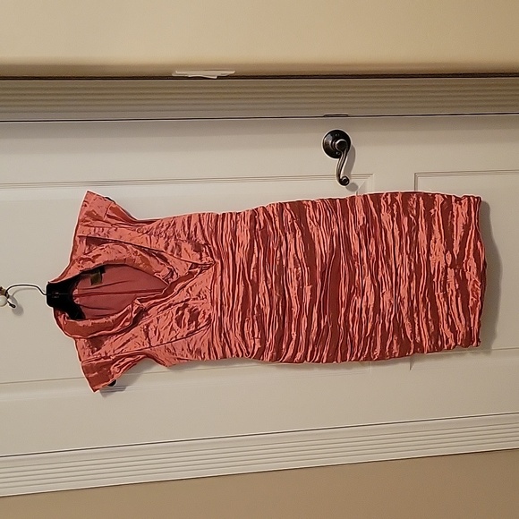 Nicole Miller dress. Peach metallic. Very stretchy fabric fit small to medium - Picture 1 of 2